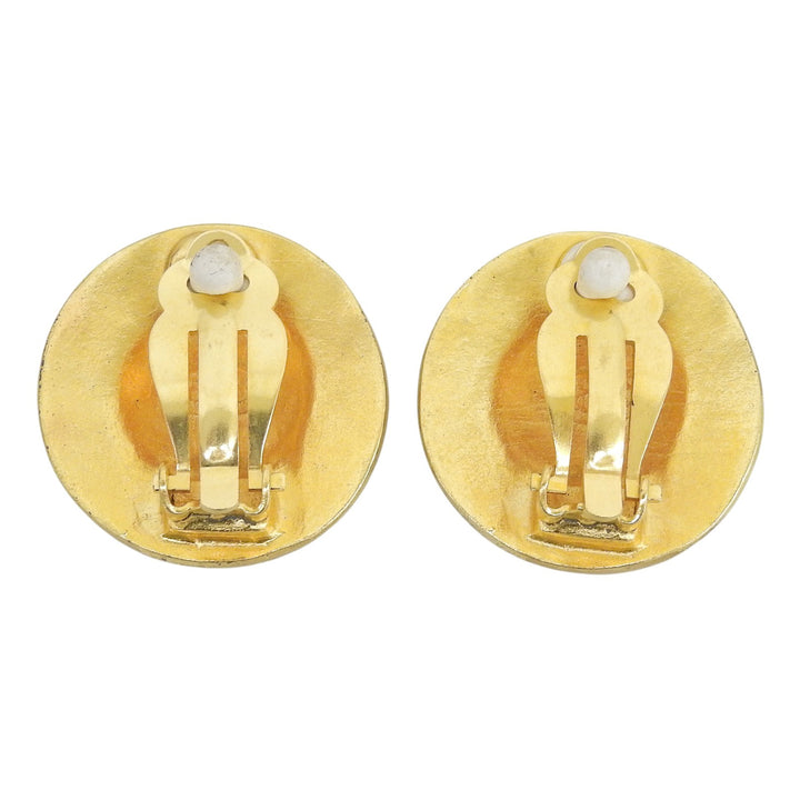 Excellent CHANEL Earring COCO Mark round gold Gold Plated Women 94A