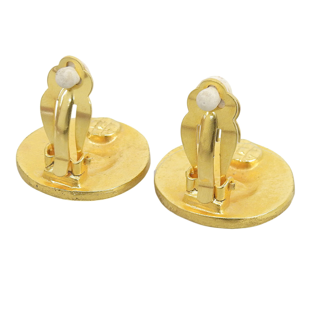 Excellent CHANEL Earring COCO Mark round gold Gold Plated Women 94A