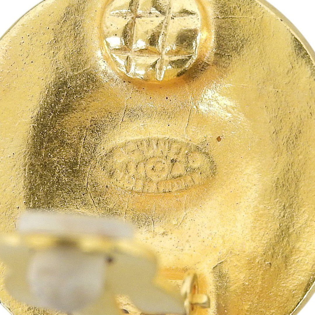 Excellent CHANEL Earring COCO Mark round gold Gold Plated Women 94A