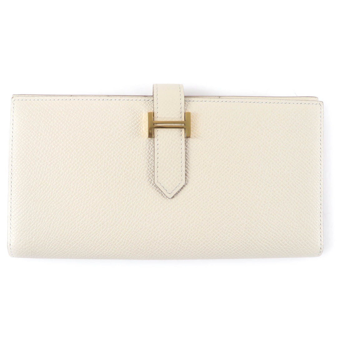Excellent HERMES Purse Bane Souffle Long wallet Shoble misol Women