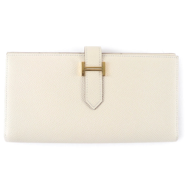 Excellent HERMES Purse Bane Souffle Long wallet Shoble misol Women