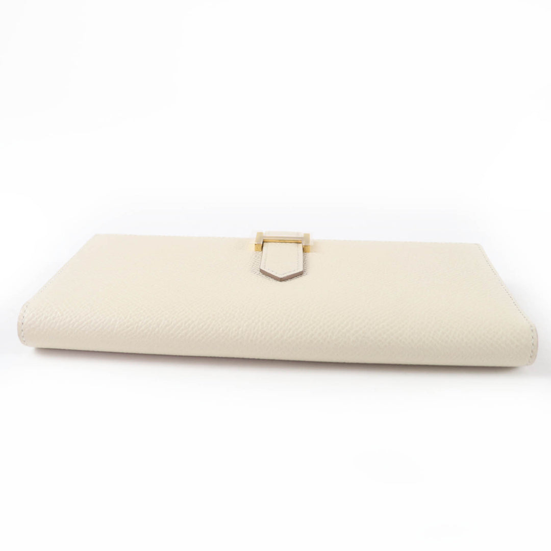 Excellent HERMES Purse Bane Souffle Long wallet Shoble misol Women