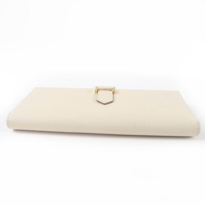Excellent HERMES Purse Bane Souffle Long wallet Shoble misol Women