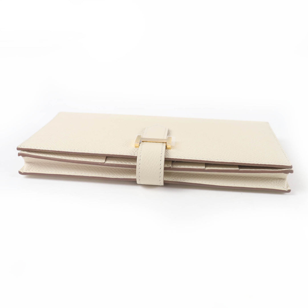 Excellent HERMES Purse Bane Souffle Long wallet Shoble misol Women