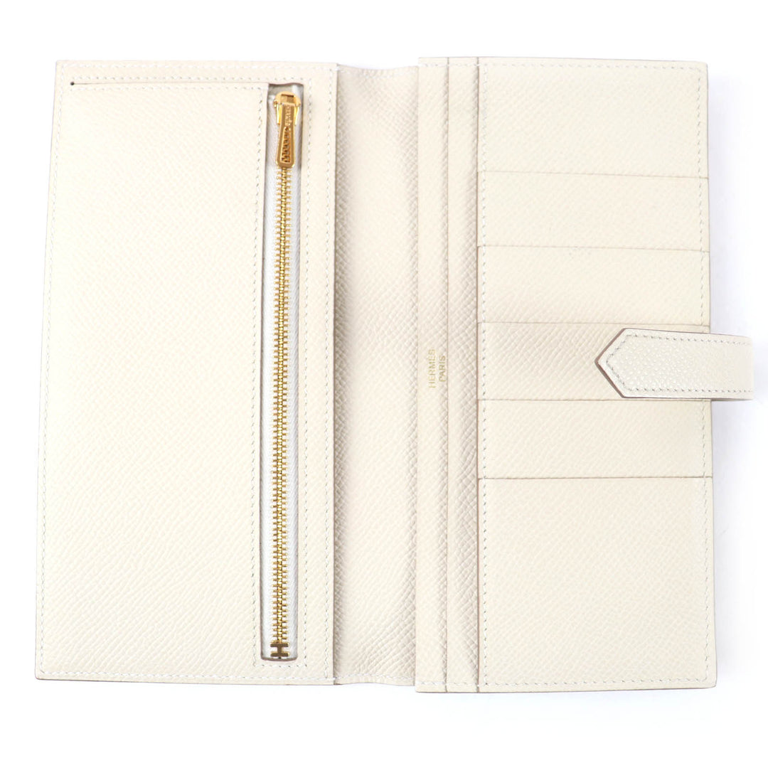 Excellent HERMES Purse Bane Souffle Long wallet Shoble misol Women