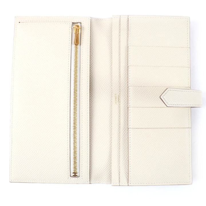 Excellent HERMES Purse Bane Souffle Long wallet Shoble misol Women