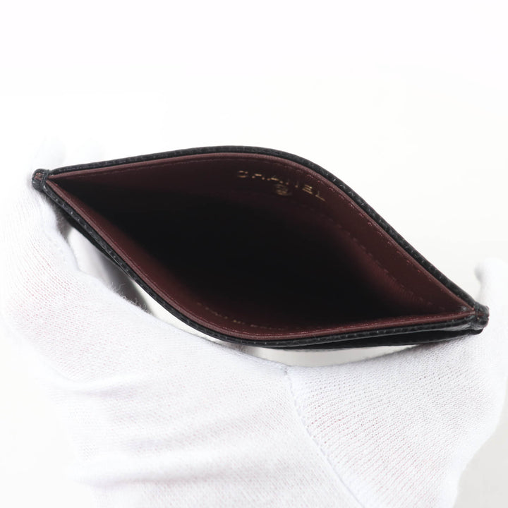 Excellent CHANEL Pass case COCO Mark Matelasse Card Case black Caviar skin Women