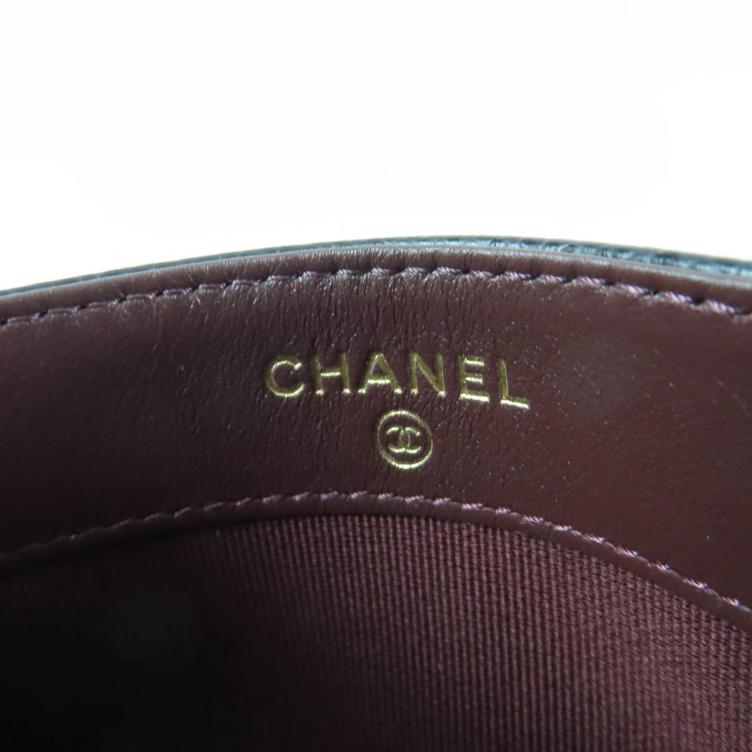 Excellent CHANEL Pass case COCO Mark Matelasse Card Case black Caviar skin Women