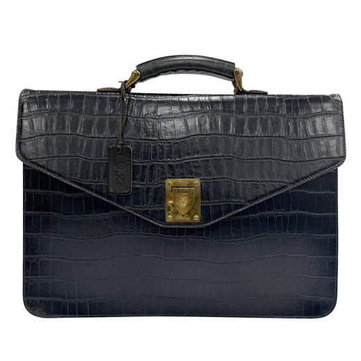 Great Felisi Briefcase Crocodile embossed business bag Dark navy