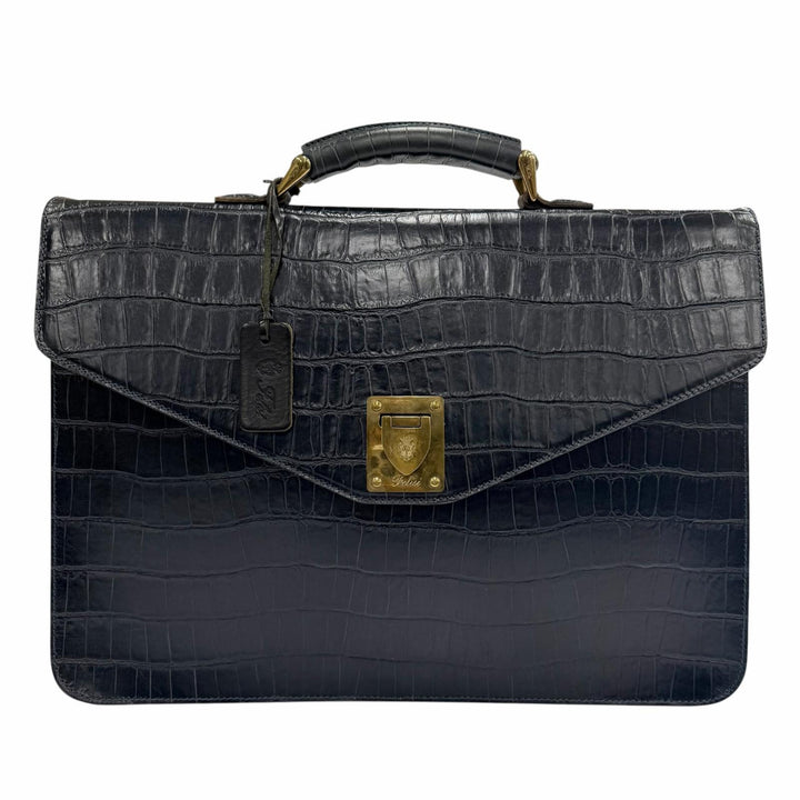 Great Felisi Briefcase Crocodile embossed business bag Dark navy