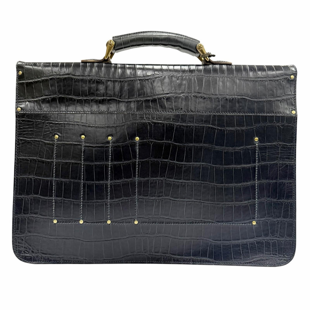 Great Felisi Briefcase Crocodile embossed business bag Dark navy