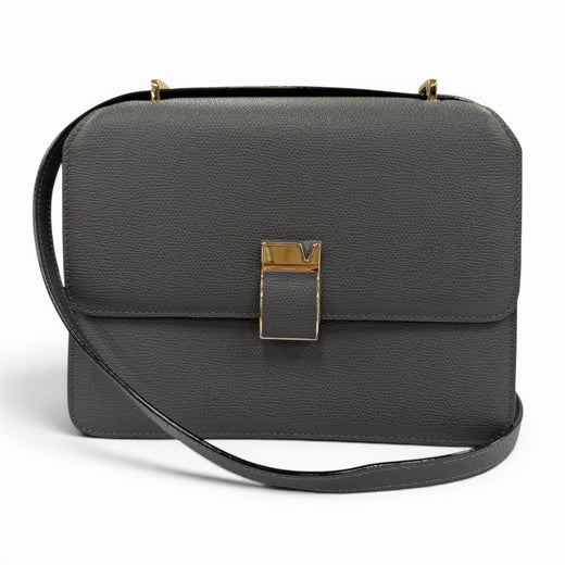 Pristine Valextra Shoulder Bag Nolo Medium Dark gray Soft Calfskin Skin Leather