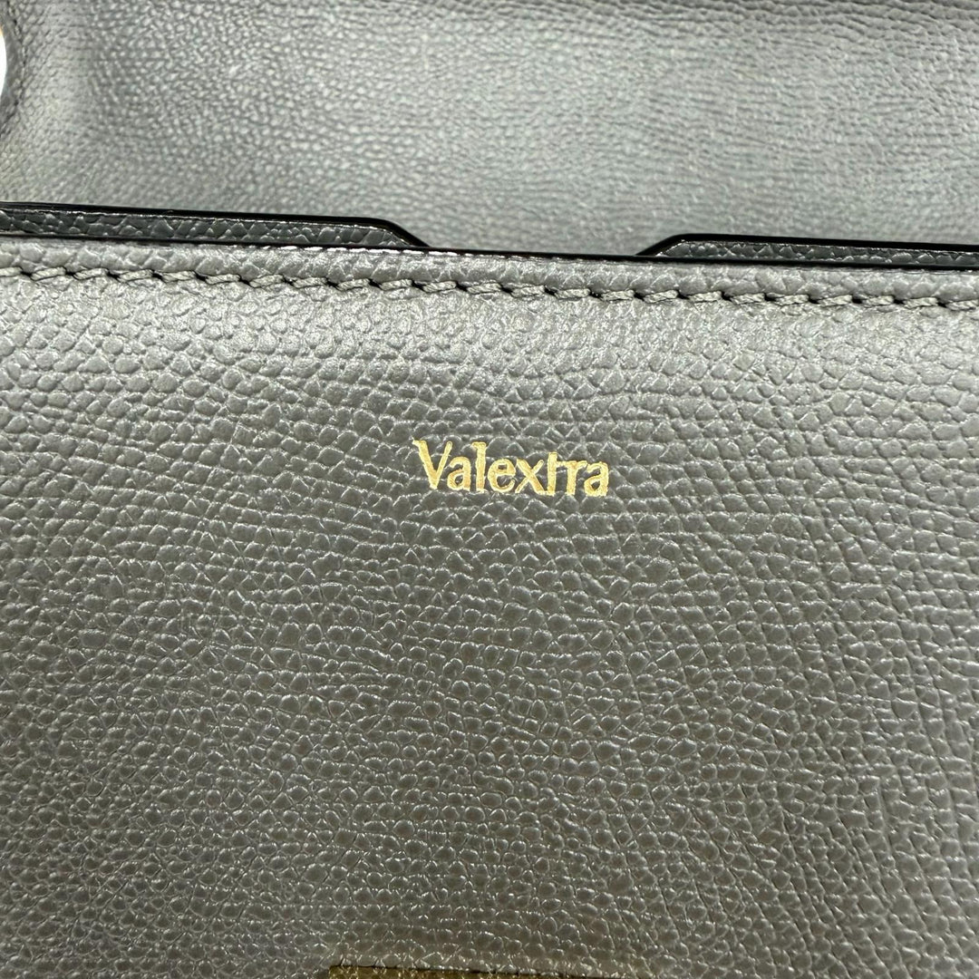 Pristine Valextra Shoulder Bag Nolo Medium Dark gray Soft Calfskin Skin Leather