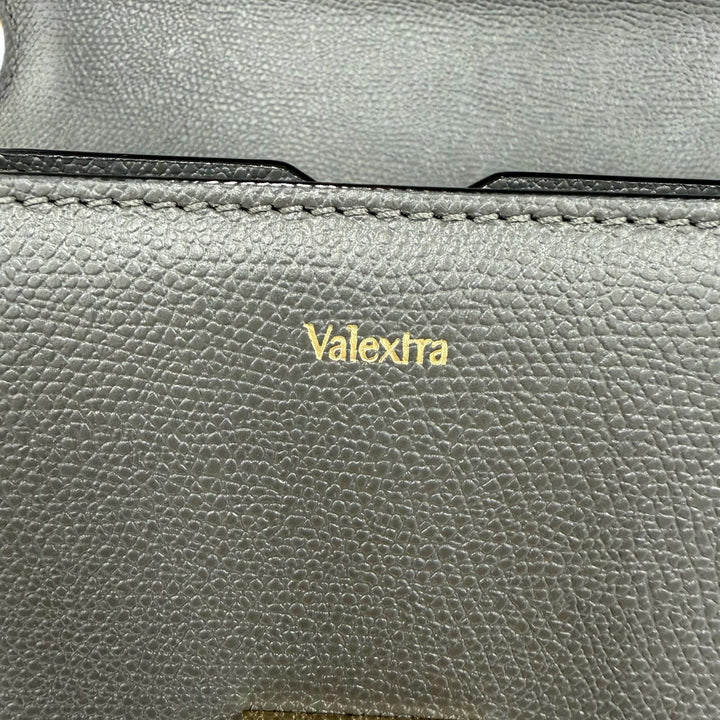 Pristine Valextra Shoulder Bag Nolo Medium Dark gray Soft Calfskin Skin Leather
