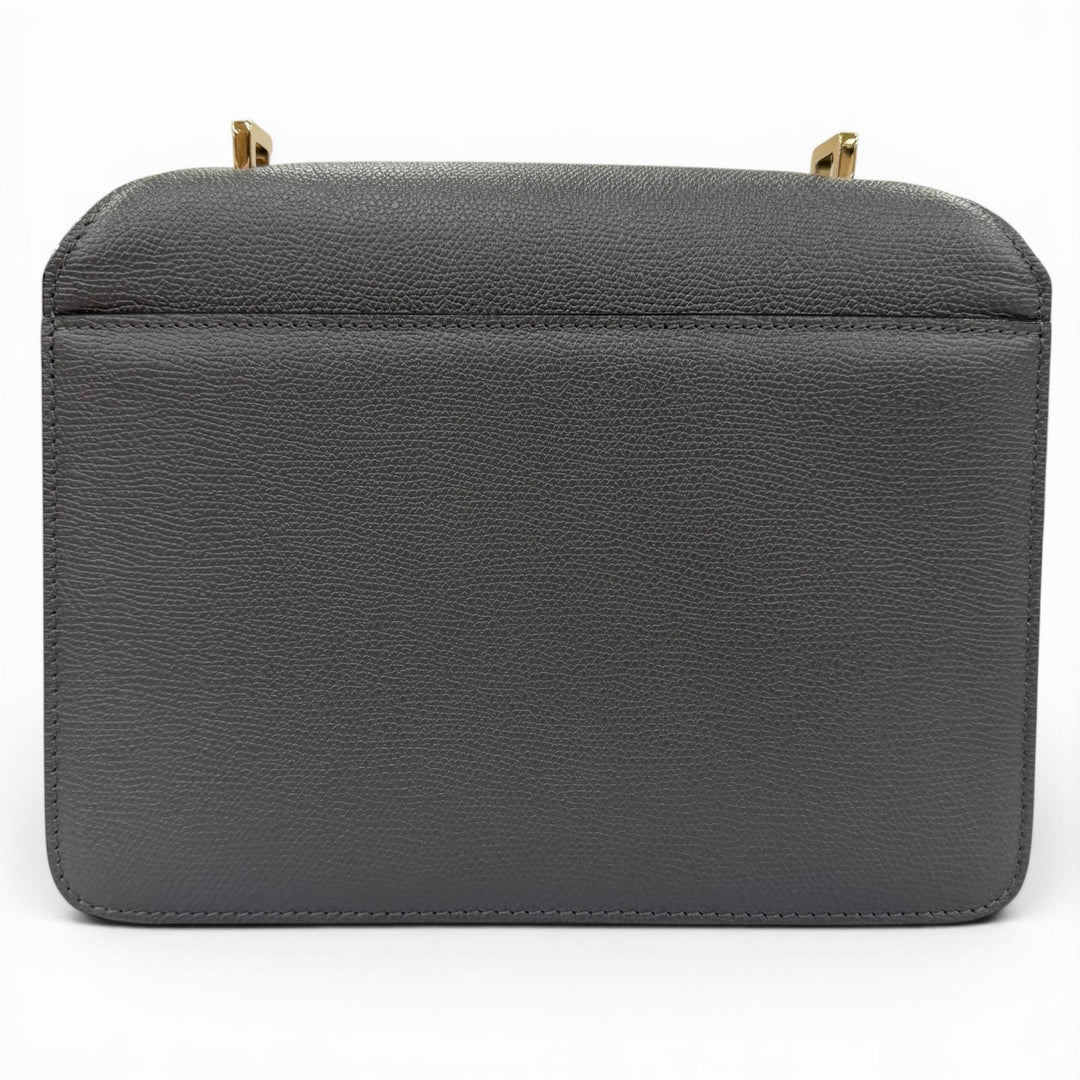 Pristine Valextra Shoulder Bag Nolo Medium Dark gray Soft Calfskin Skin Leather