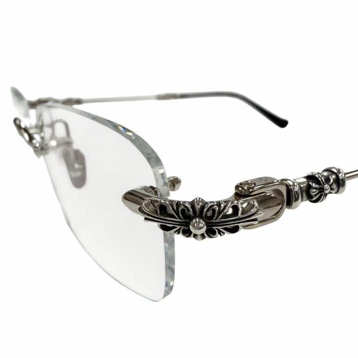 Excellent CHROME HEARTS Glasses PILLS 3 Two Point Rimless Silver 925 mens