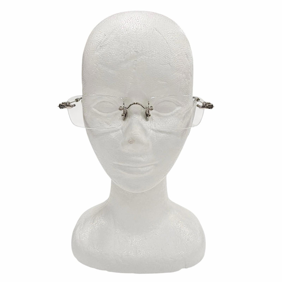 Excellent CHROME HEARTS Glasses PILLS 3 Two Point Rimless Silver 925 mens