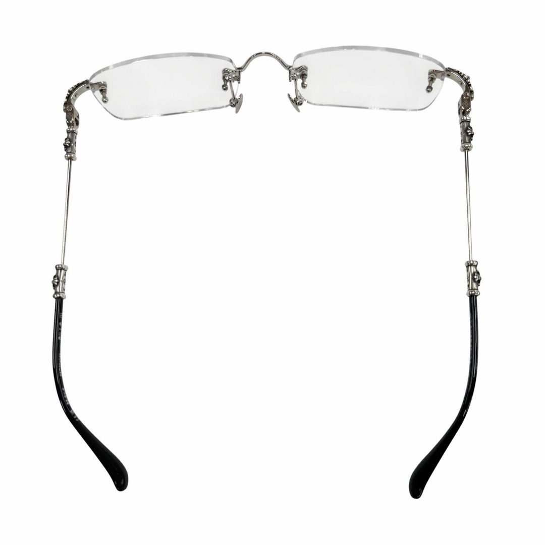 Excellent CHROME HEARTS Glasses PILLS 3 Two Point Rimless Silver 925 mens