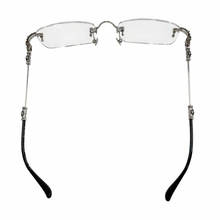 Excellent CHROME HEARTS Glasses PILLS 3 Two Point Rimless Silver 925 mens