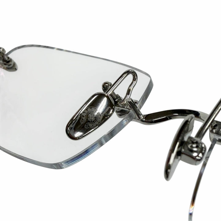 Excellent CHROME HEARTS Glasses PILLS 3 Two Point Rimless Silver 925 mens