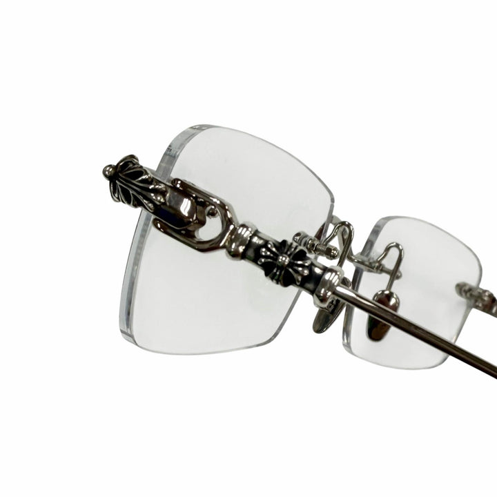 Excellent CHROME HEARTS Glasses PILLS 3 Two Point Rimless Silver 925 mens