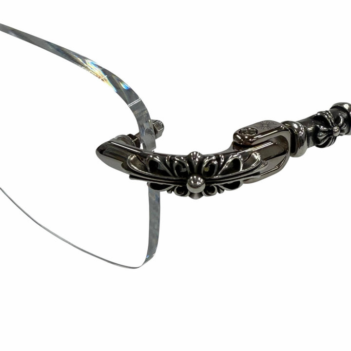 Excellent CHROME HEARTS Glasses PILLS 3 Two Point Rimless Silver 925 mens