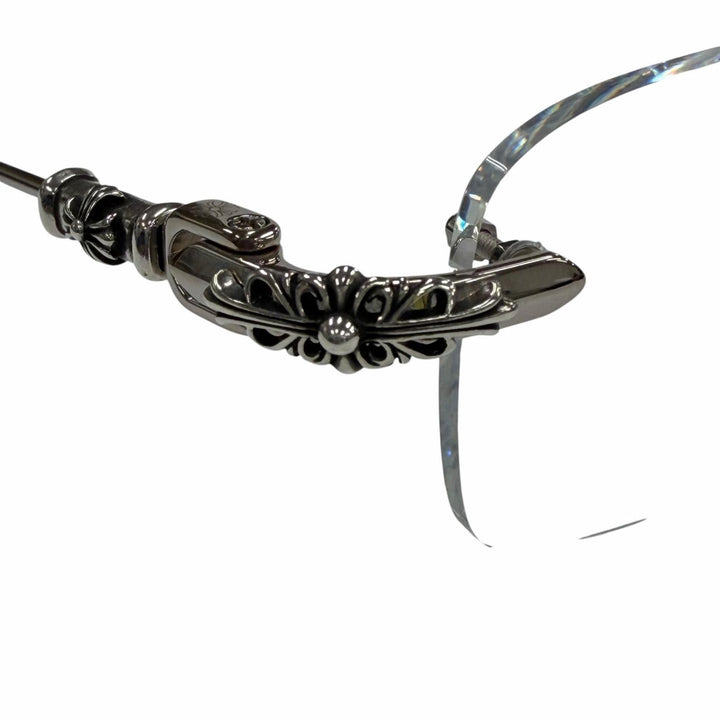 Excellent CHROME HEARTS Glasses PILLS 3 Two Point Rimless Silver 925 mens