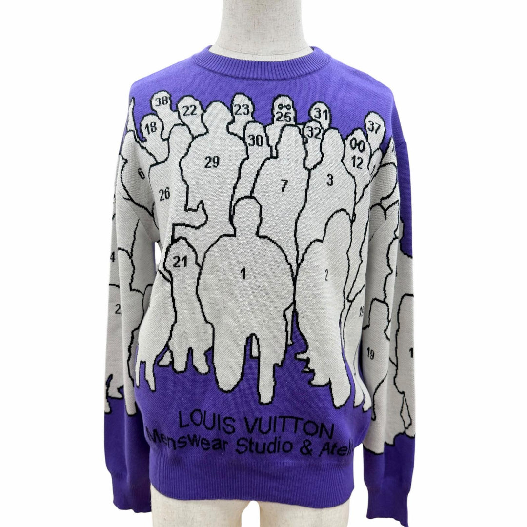 Excellent LOUIS VUITTON sweater Studio Jacquard Knit Long Sleeve