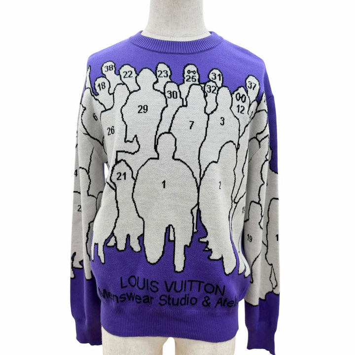 Excellent LOUIS VUITTON sweater Studio Jacquard Knit Long Sleeve