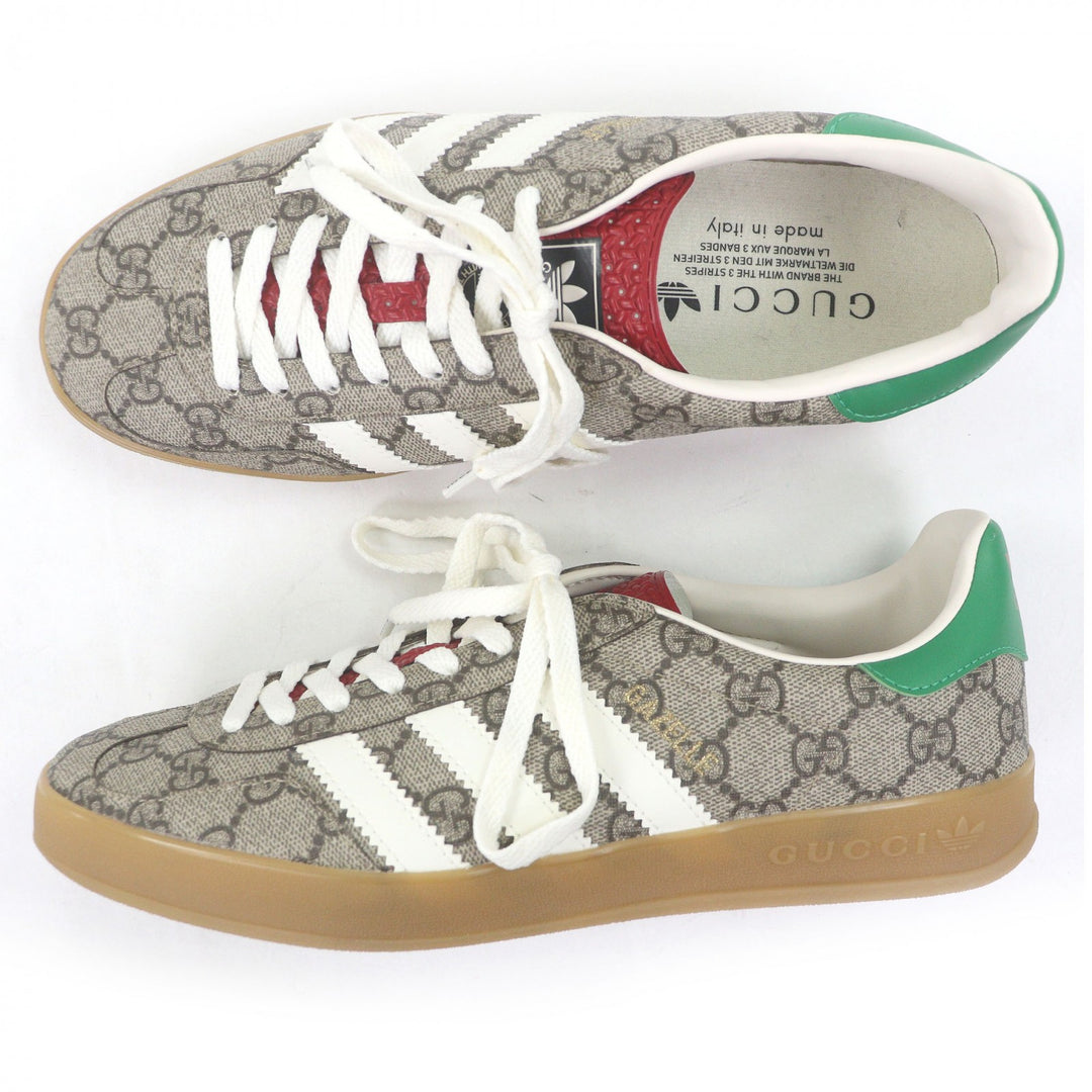 Excellent GUCCI×adidas Low cut sneakers Gazelle leather beige GG Supreme