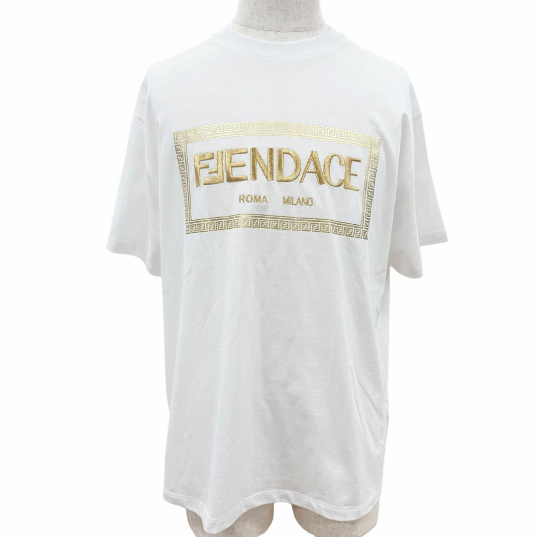 Pristine FENDACE Short sleeve T-shirt Logo embroidery, back Medusa print