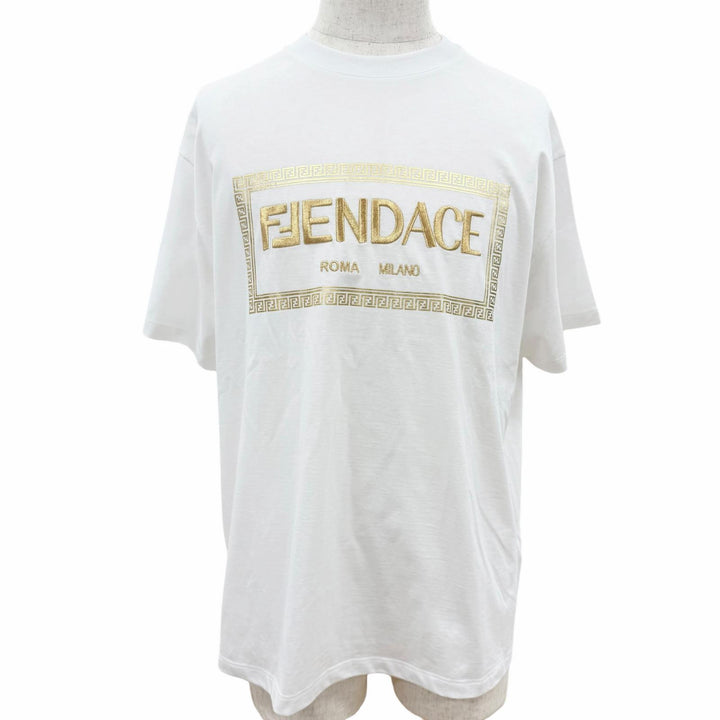 Pristine FENDACE Short sleeve T-shirt Logo embroidery, back Medusa print