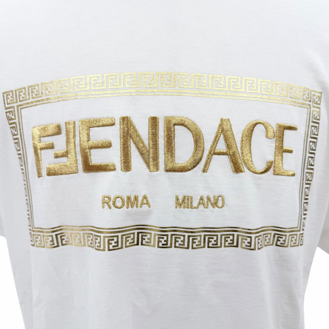 Pristine FENDACE Short sleeve T-shirt Logo embroidery, back Medusa print