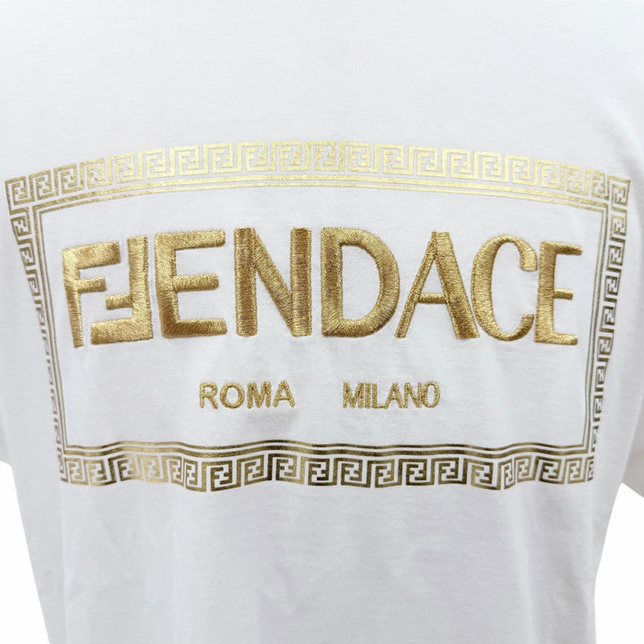 Pristine FENDACE Short sleeve T-shirt Logo embroidery, back Medusa print