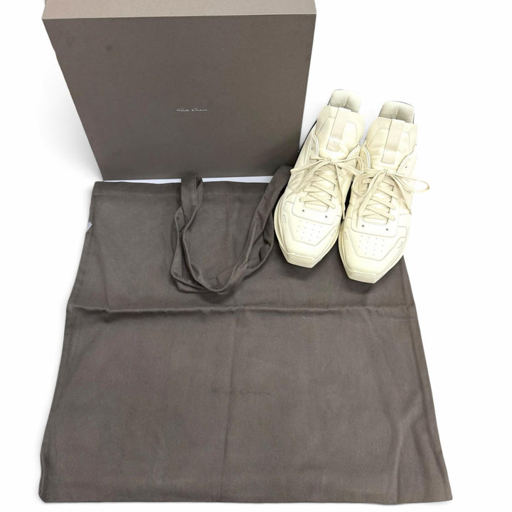 Discounted Great Rick Owens Low cut sneakers GEO GETH RUNNER white leather mens