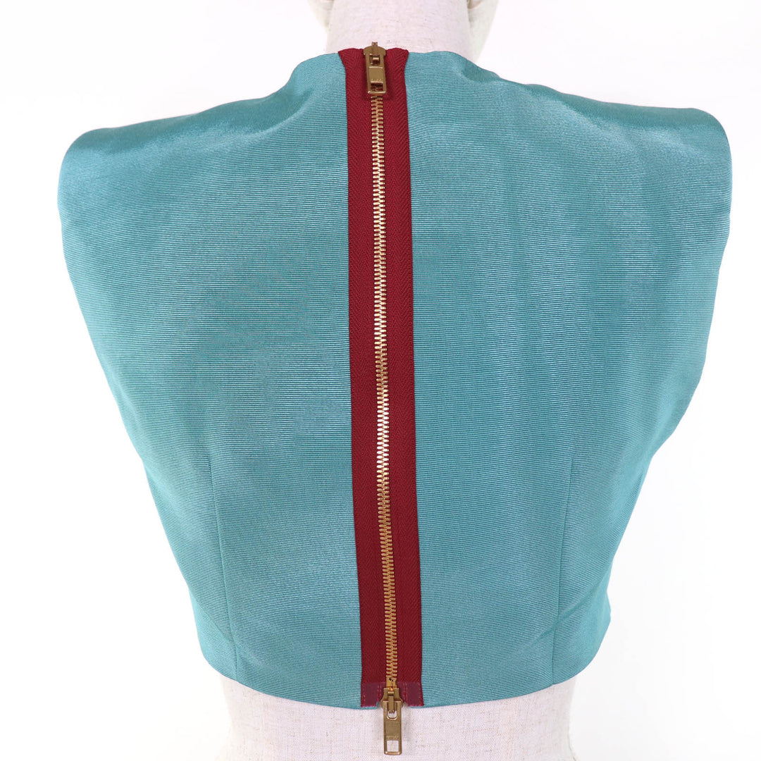Pristine GUCCI Best Back zip, cropped length Blue cotton Women 36 683131
