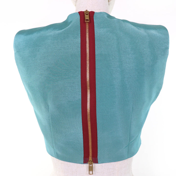Pristine GUCCI Best Back zip, cropped length Blue cotton Women 36 683131