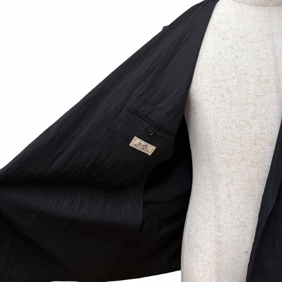 Great HERMES Double breasted jacket Plain black Rayon mens 46