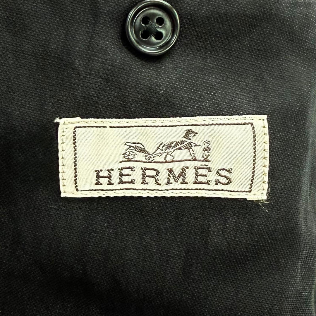 Great HERMES Double breasted jacket Plain black Rayon mens 46