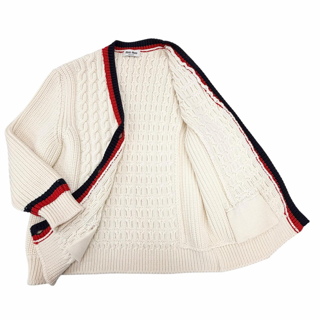Excellent Miu Miu cardigan Ivory wool Women 36 MMF665