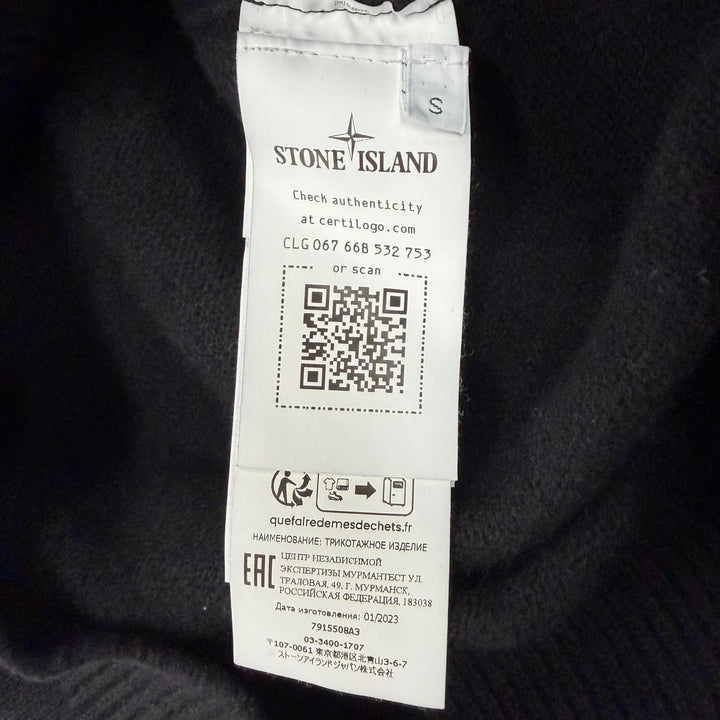 Excellent STONE ISLAND sweater black wool mens S 7915508A3