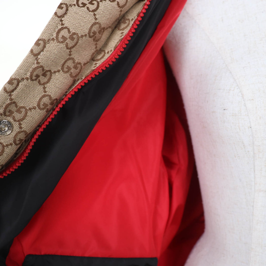 Excellent GUCCI Down jacket GG leather patch GG cotton canvas Brown 36 717558