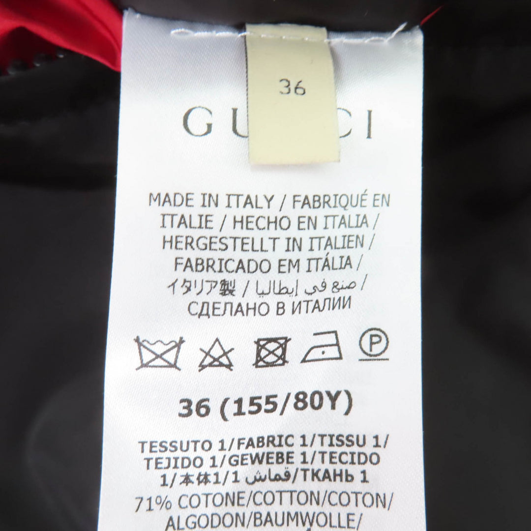 Excellent GUCCI Down jacket GG leather patch GG cotton canvas Brown 36 717558