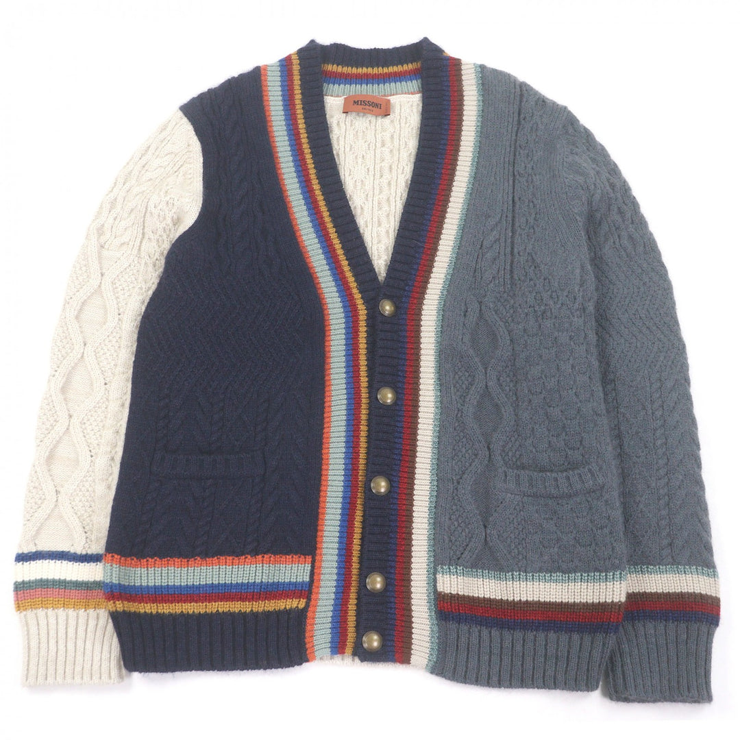 Great Missoni cardigan Cable knitting multicolor cotton mens 44