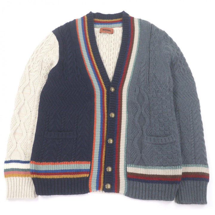 Great Missoni cardigan Cable knitting multicolor cotton mens 44