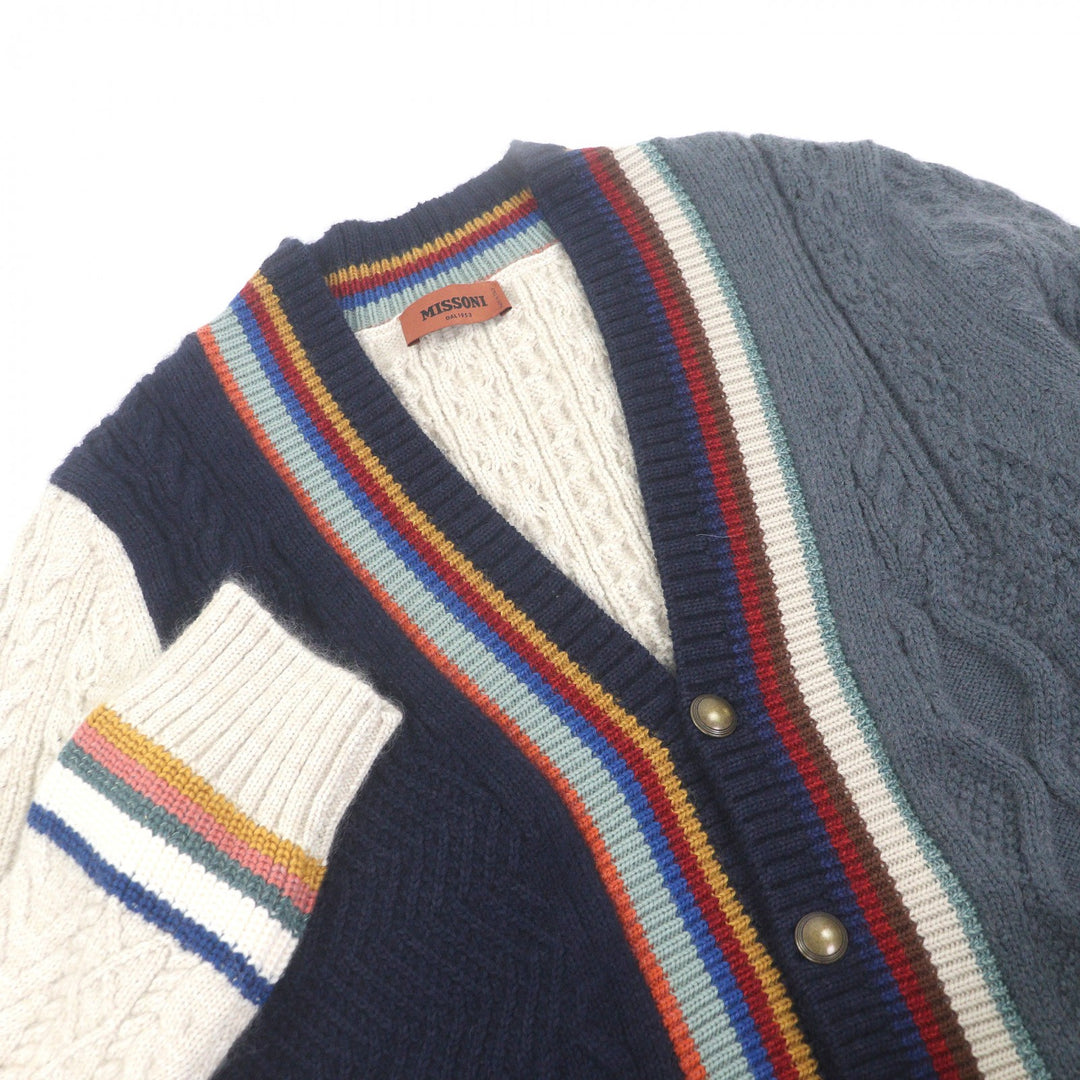 Great Missoni cardigan Cable knitting multicolor cotton mens 44