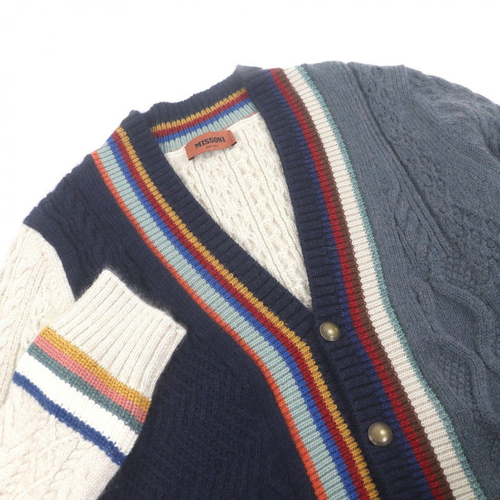 Great Missoni cardigan Cable knitting multicolor cotton mens 44