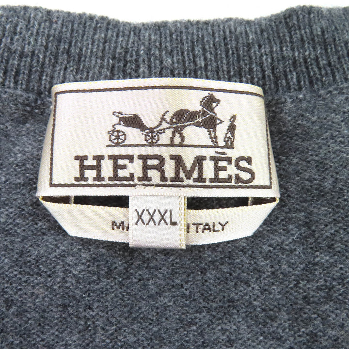 Great HERMES knit Chess and Shadow Horse Knit Sweater gray cashmere