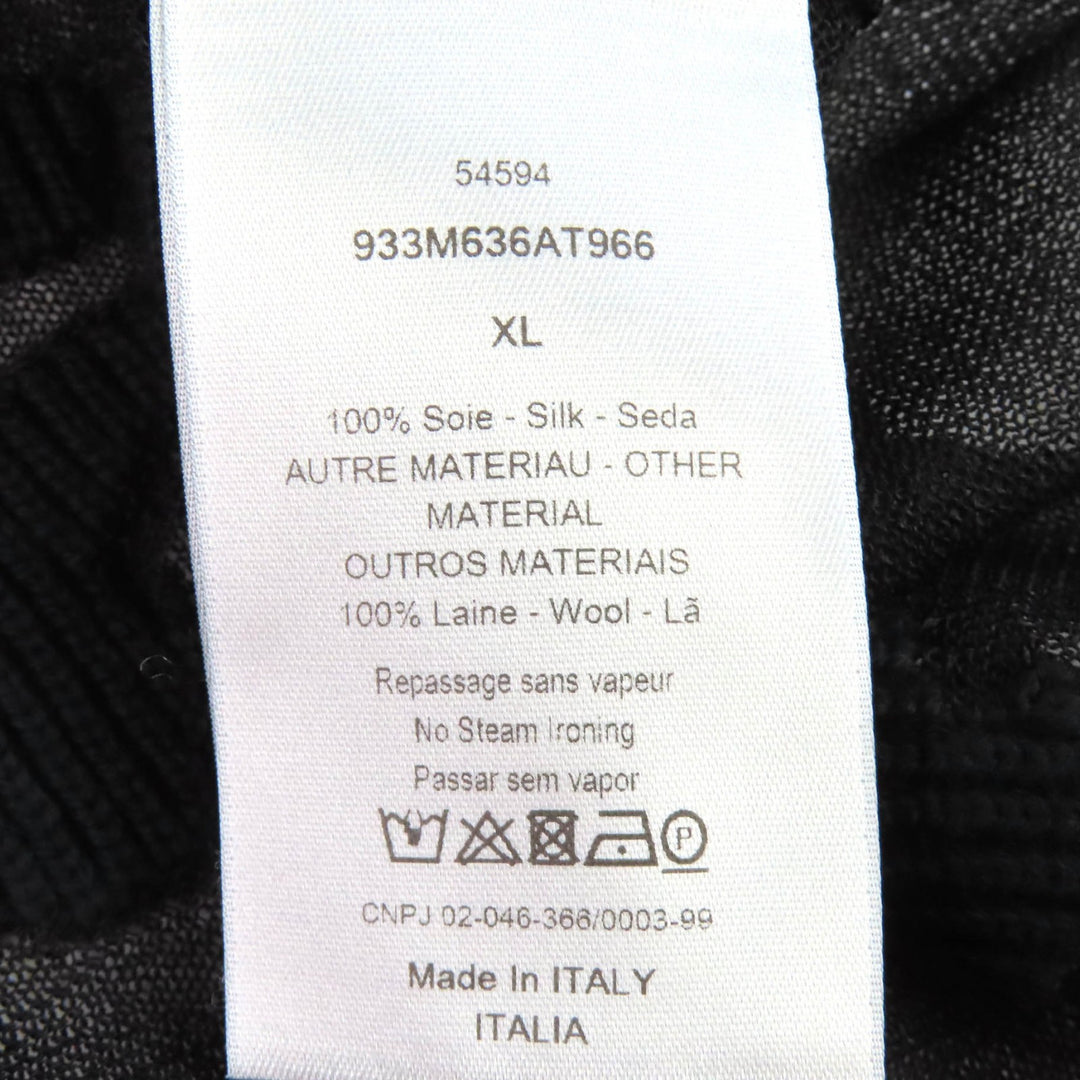 Excellent DIOR Short sleeve knit Logo Crewneck Sheer black silk XL 933M636AT966
