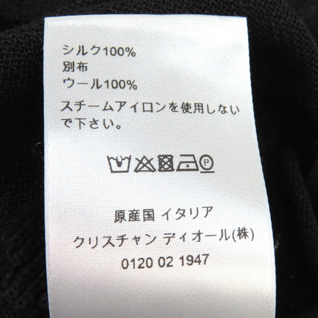 Excellent DIOR Short sleeve knit Logo Crewneck Sheer black silk XL 933M636AT966
